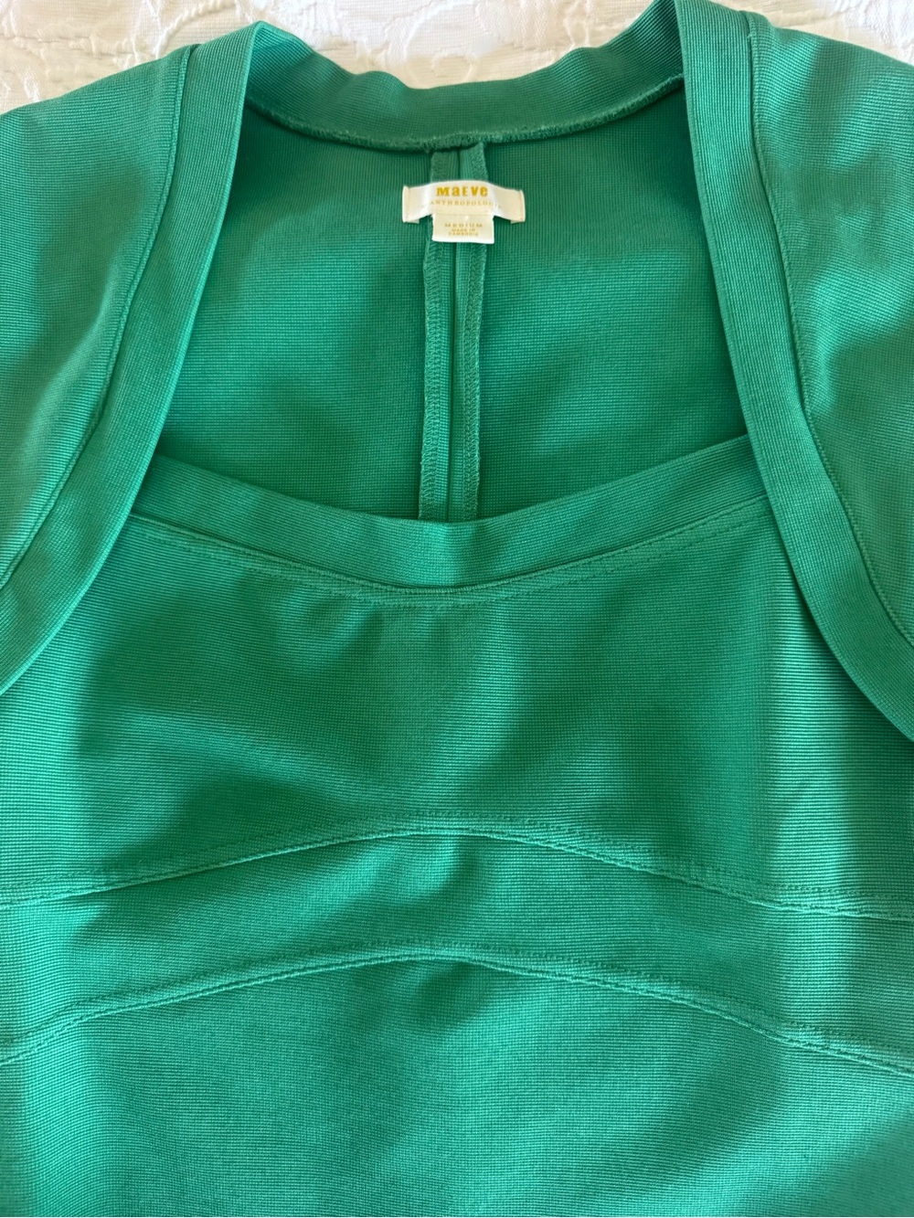 Maeve Emerald Green Knit top with Bolero Neckline